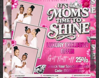 Mothers Day Flyer Template, Mom Promo Flyer Canva, Beauty Salon Offer Flyer, Pink Luxury Sale Flyer, Editable Template, Instant Download