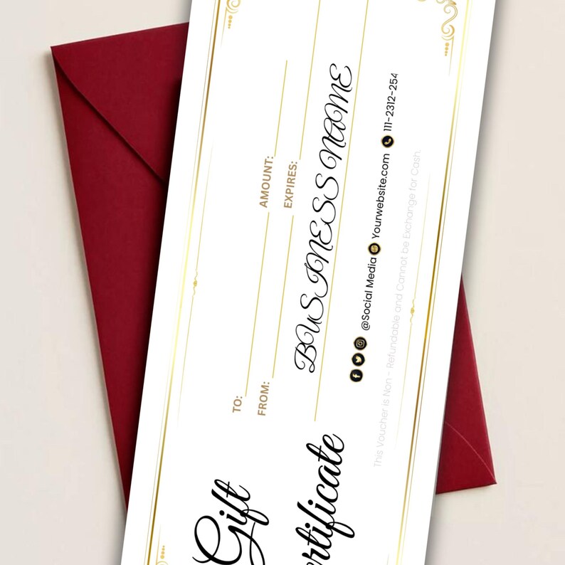 Editable Gift Certificate Template, Printable Gift Voucher, Custom Gift ...