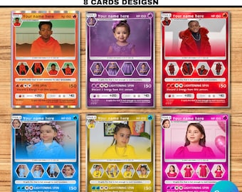 Custom Pokémon Card Template, Editable TCG Card, Personalized Trading Card, DIY Pokémon Gift, Canva Pokémon-Inspired Template for Family&Kid