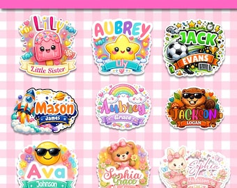 Editable school, labels in Canva, character outline, back to school, Canva Template, Digital Download, Back to School Stickers