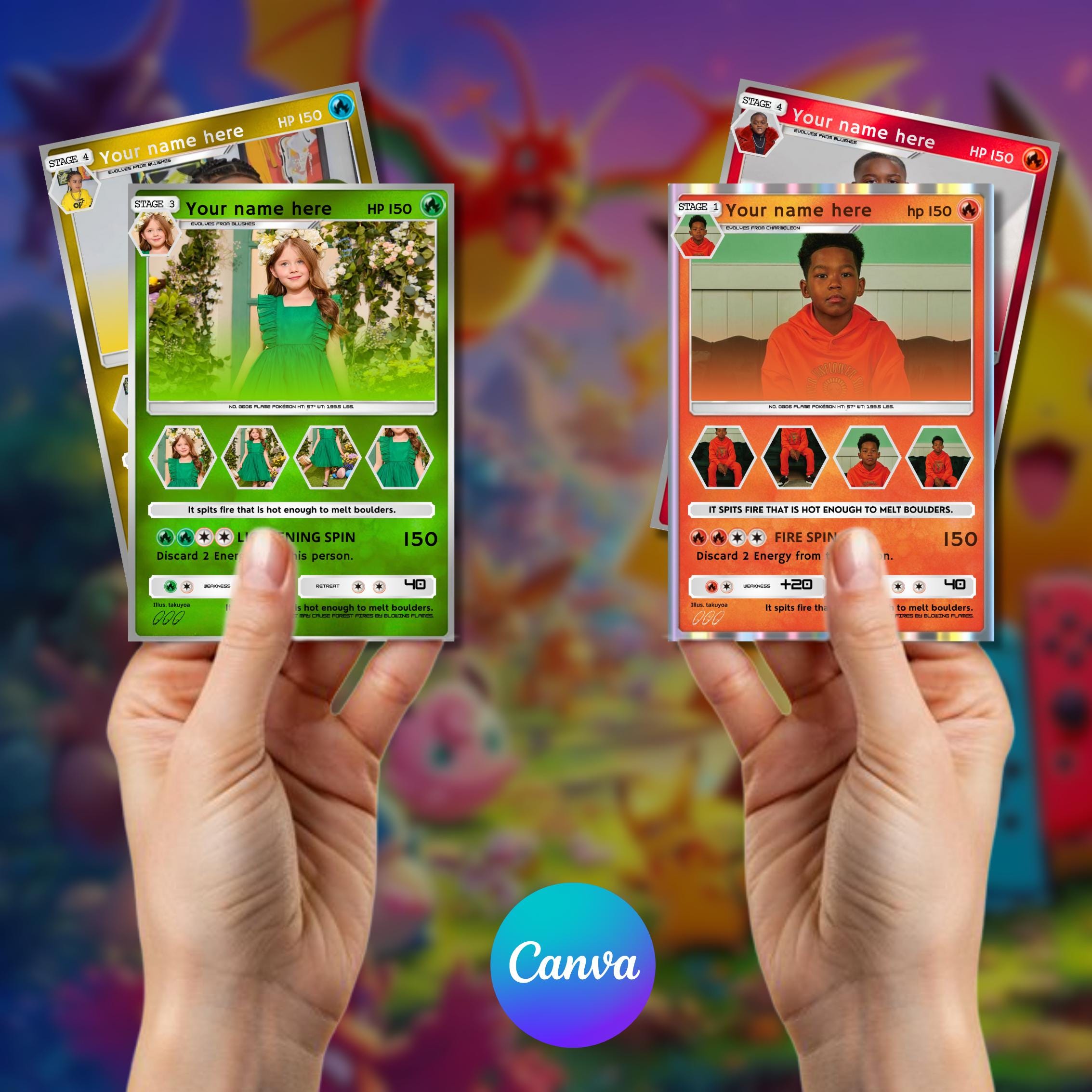 Custom Pokémon Card Template, Editable TCG Card, Personalized Trading ...