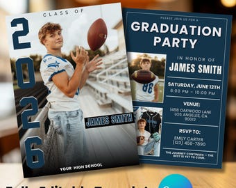 Graduation Invitation, Modern Graduation Announcement template, Multiple Photo Digital senior Grad Party Invite, Class of 2026 Floral