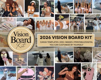 Black Girl Vision Board 2026 Kit Printables - Affirmations & Quotes for Black Mood Board Woman, Attract Wealth, Manifestation Vision Board