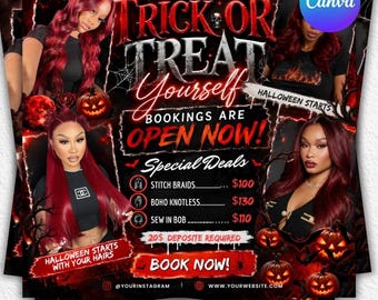 October Booking Flyer, Halloween Booking Flyer Template, Halloween Event Flyer, Canva Editable DIY Flyer, Printable Spooky Flyer.
