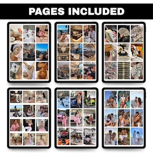 May include: A digital product with the text "PAGES INCLUDED" at the top. The image shows six tablets displaying various lifestyle images, including spa treatments, luxury interiors, money, cars, and couples.