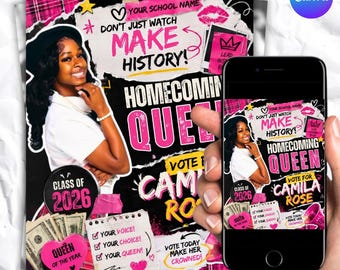 Homecoming Queen Flyer, Homecoming Flyer, homecoming campaign Flyer Vote Homecoming, HOCO Flyer, Vote for me Flyer, coming Flyer
