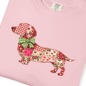 Patchwork Dachshund T-shirt | Floral Pattern Wiener Dog Tee | Comfort Colors 1717 Summer Shirt