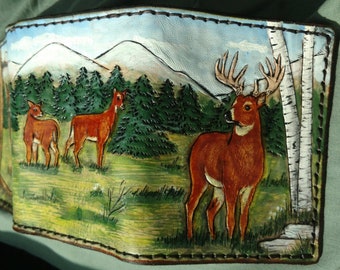 Trifold wallet with Whitetail deer scene....