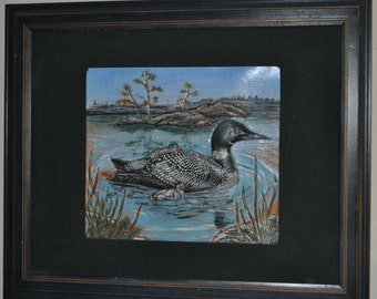 Handcarved Leather picture of Loons IN STOCK...