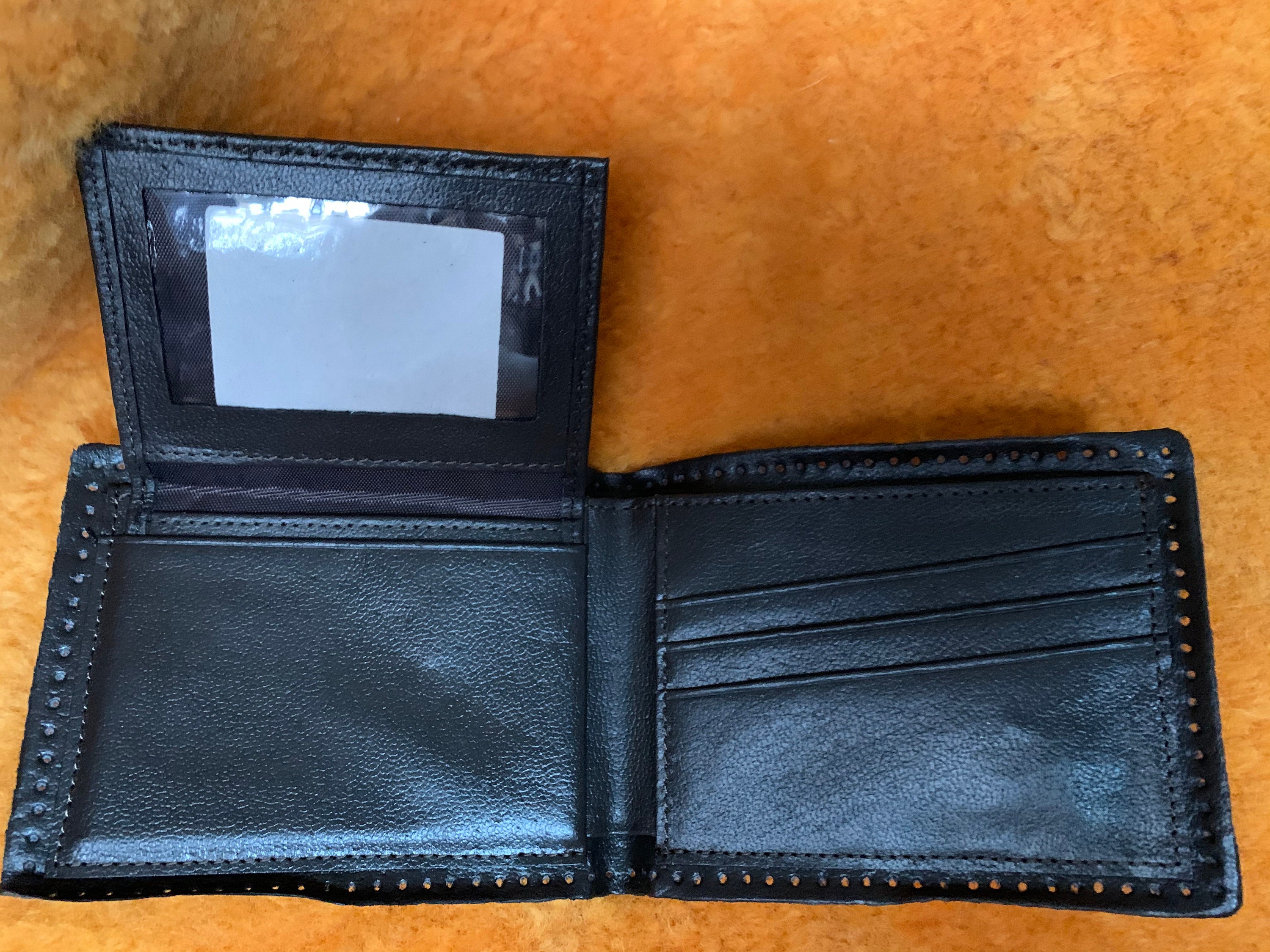 Wolf Design on Men's Handcarved Leather Wallet - Etsy