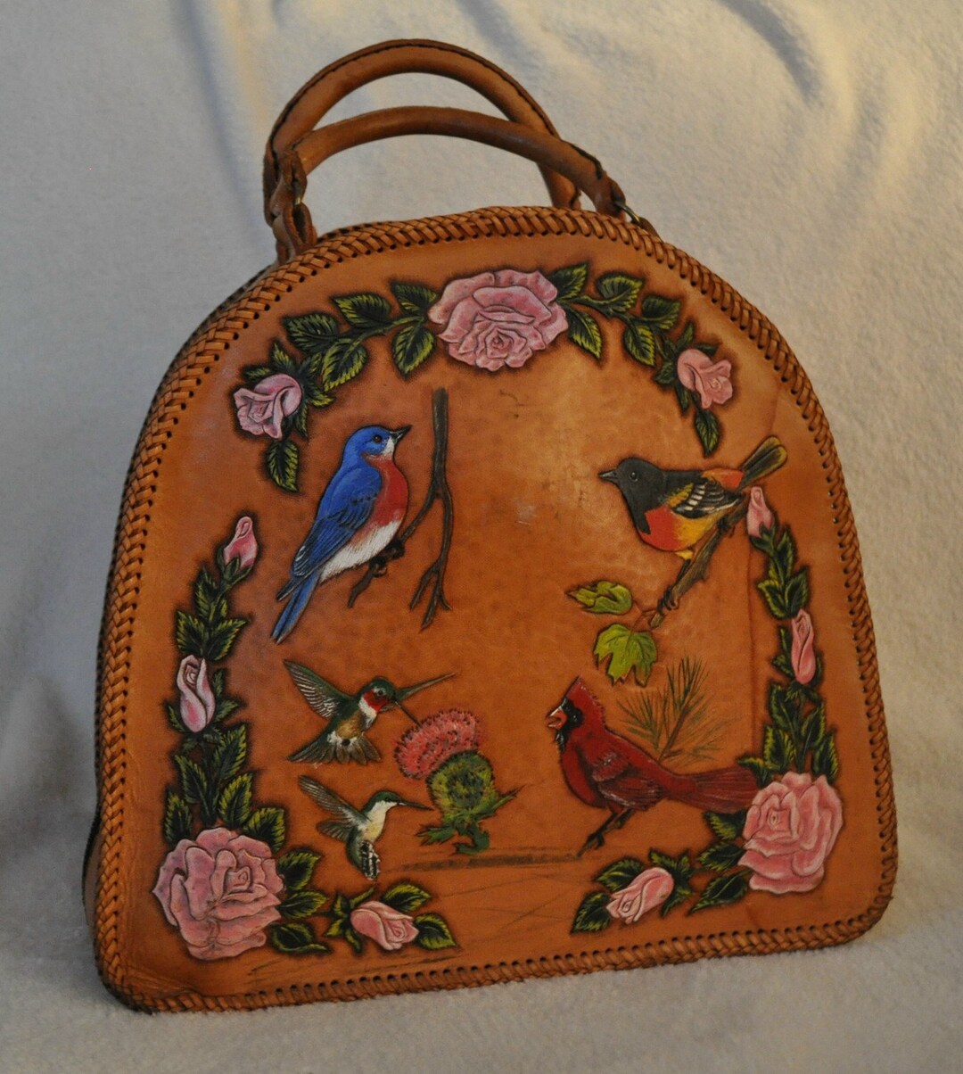 Hand Carved Leather Bowling Bag Etsy