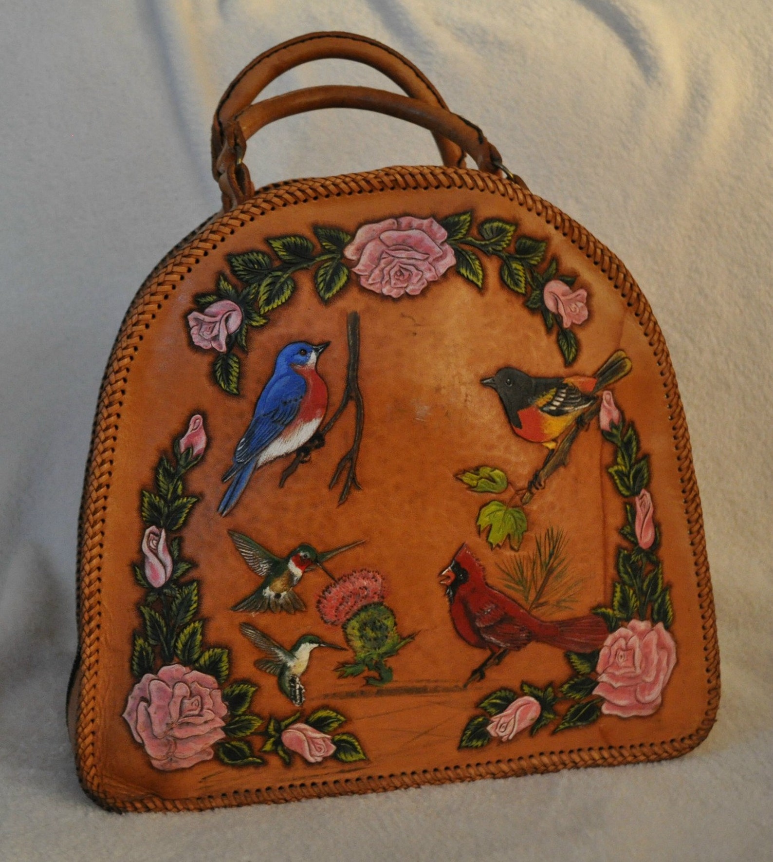 Hand Carved Leather Bowling Bag Etsy