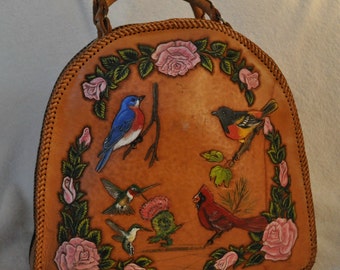 Hand carved Leather bowling bag