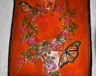Handcarved Leather IPAD Tablet Cover personalize with your favorite flower, animal or design.