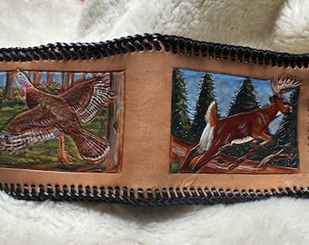 Hand-Carved Leather Wallet: Woodland Animal Design
