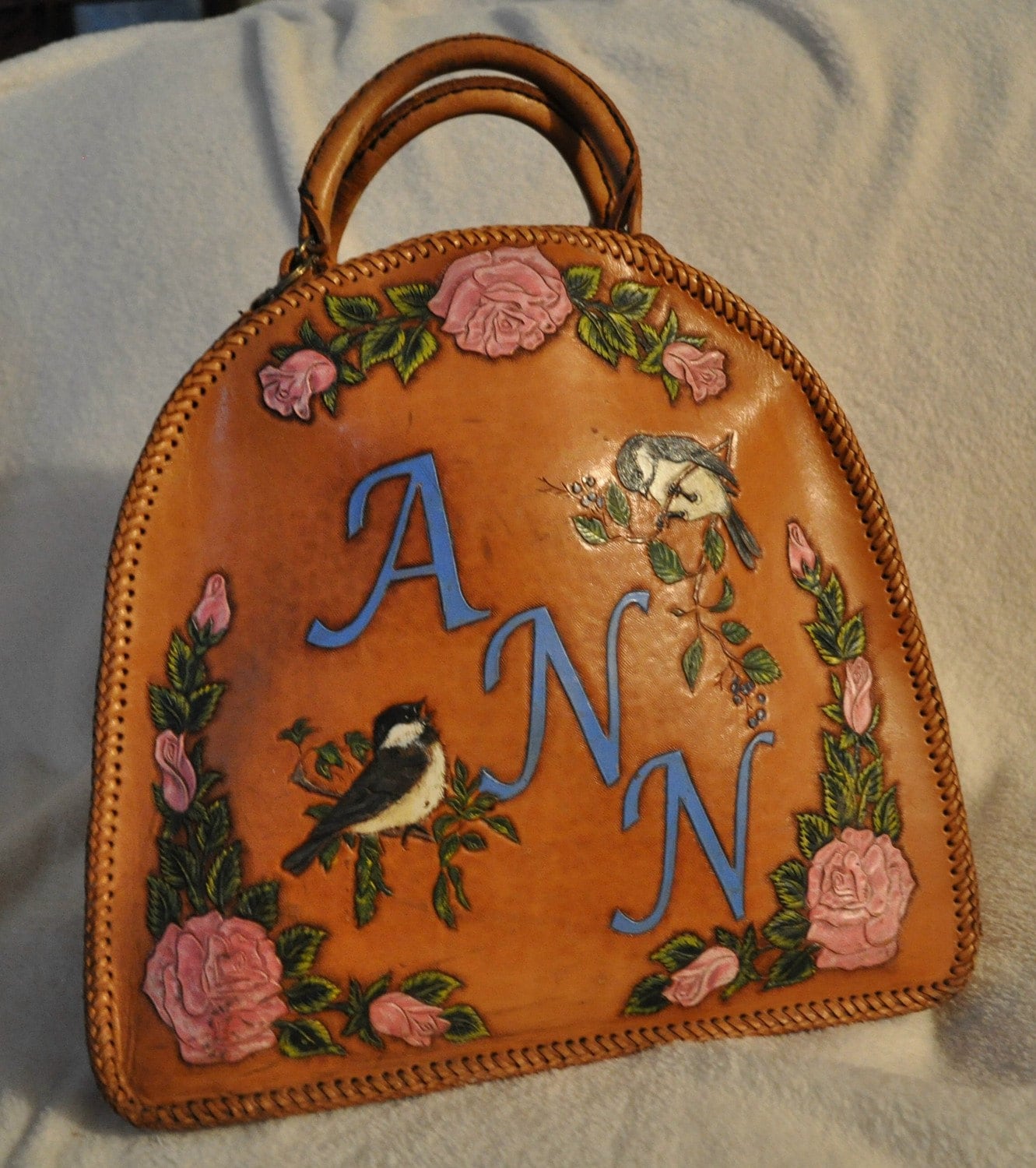 Hand Carved Leather Bowling Bag Etsy