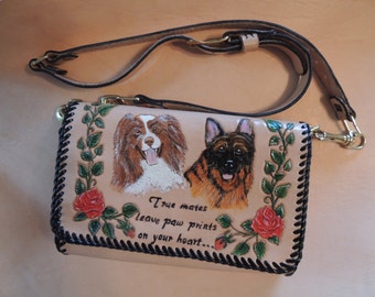 Handcarved Leather handbag customizable with your design!