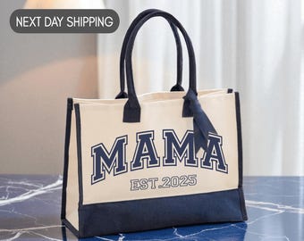 Custom Mama Tote Bag , Thoughtful Gift for Moms, Perfect for Mother’s Day, Cute Gift For Mom, Cute New Mom Canvas Bag