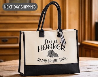 Knitting Project Tote Bag, Yarn Storage, Crochet Supplies, Funny Knitting Tote Bag, Gift For Yarn Lover