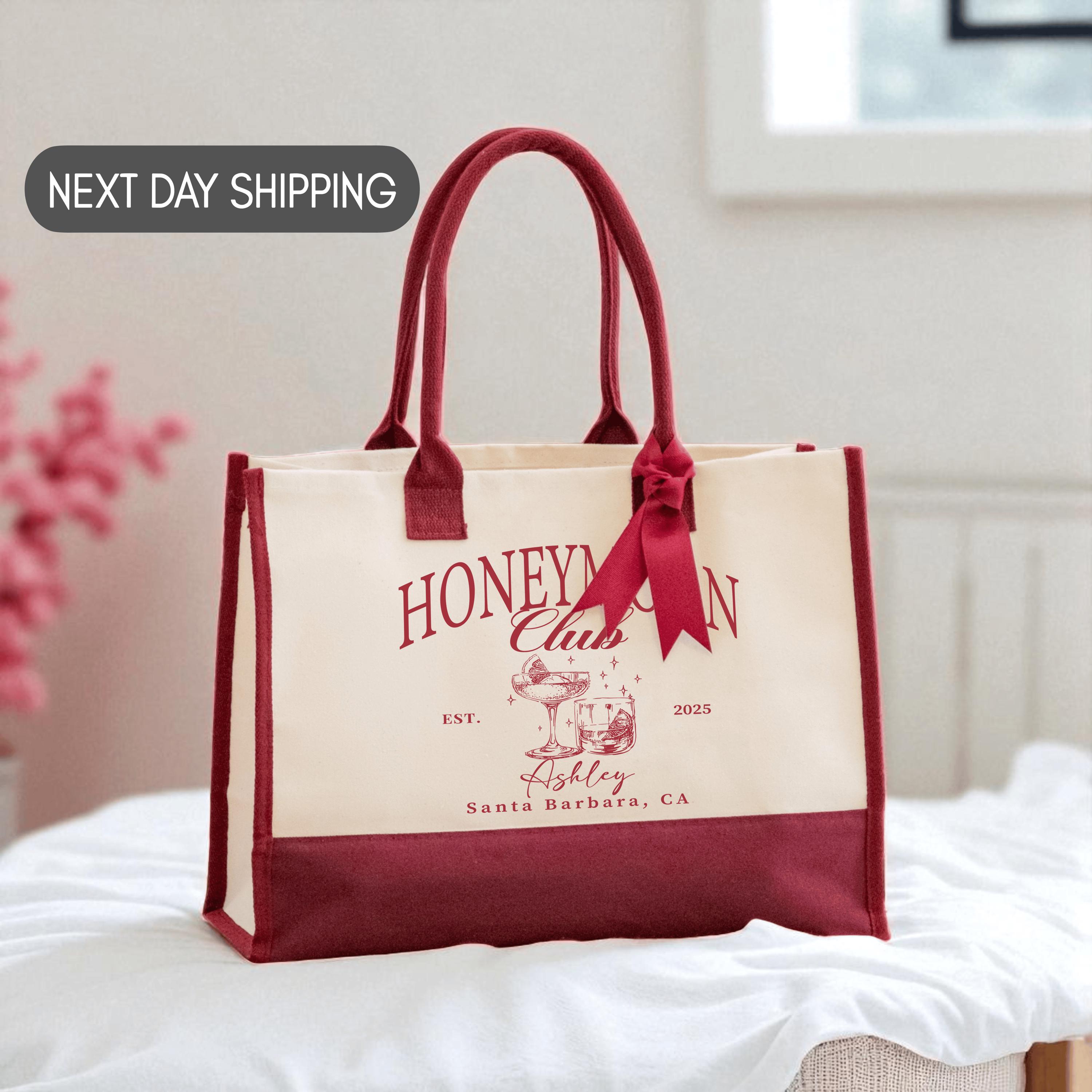 "Just Married" Cotton Tote Bag - Reusable Shopper Bag With Cartoon Design - View #3