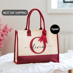 Personalized Name Canvas Tote Bag, Custom Monogrammed Gift, Bridesmaid Favors, Bridal Party Tote, Custom Bride Team Squad Gift