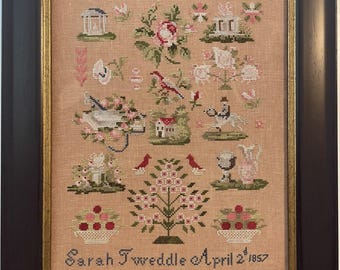 Antique Cross Stitch Sampler Reproduction Pattern: Sarah Tweddle 1857 (PDF Download)