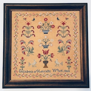 Antique Cross Stitch Sampler Pattern: Elizabeth Metcalfe 1860 (PDF Download