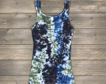 Tie-Dye Tank Top, Tie-dye, Women’s Tie-Dye Tank, Yoga Tank, Boho, Tie-Dye Tank Top, Women's Tie Dye, Ice-Dye Tank Top, Black TieDye