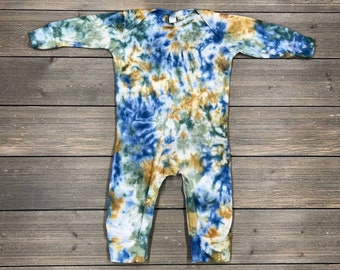 Tie-Dye Long Sleeve Romper, Tie-Dye Romper, Tie-Dye, Unisex, Romper, Blue Tie-Dye, Indigo, Baby Gift, Tie Dye