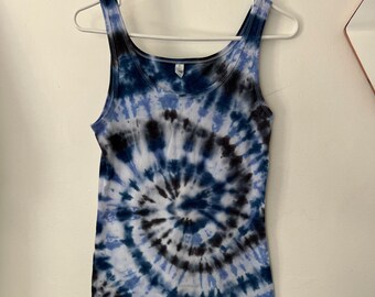 Tie-Dye Tank Top, Tie-dye, Women’s Tie-Dye Tank, Yoga Tank, Boho, Blue, Tie-Dye Tank Top, Tie Dye Shirt, Indigo Tank Top, TieDye