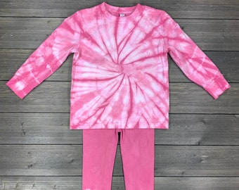 Kids Tie-Dye Pajama Set, Kids Pajamas, Toddler, Toddler Tie-Dye Outfit, Pink, Pink Pajamas, Tie-Dye Toddler Pajamas, Pink Tie-Dye