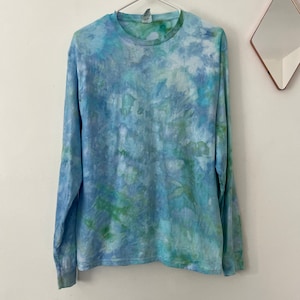 Tie-Dye Long Sleeve T-shirt, Ice-Dye, Unisex, TieDye Shirt, Tie-Dye, Blue Tie-Dye, Lounge, Tie-Dye Shirt, Women’s Tie-Dye, Blue Green