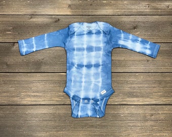 Tie-Dye Baby Onesie®, Organic Cotton, Long Sleeve, Blue Tie Dye, Tie-Dye, Christmas Onesie®, Baby Tie Dye, Baby Gift, TieDye, Indigo