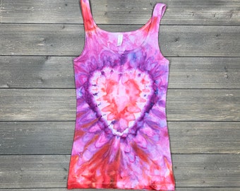 Tie-Dye Tank Top, Tie-dye, Women’s Tie-Dye Tank, TieDye Tank Top, Women's Tie Dye, Ice Dye Tank Top, Heart Tie Dye, Valentines Day, Pink