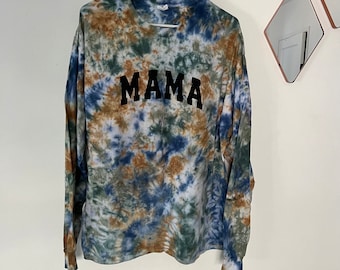 Mama Tie-Dye Shirt, Tie-dye T-shirt, Long Sleeve T-shirt, Mama Shirt, Blue Tie Dye, Green Tie Dye, Tie-Dye, Tie-Dye Shirt, Mama