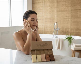 Lot de 5 savons faits main, produits de soin de la peau respectueux de l'environnement et sans plastique, coffret cadeau de barres d'huile d'olive naturelle, boîte de savon végétalien, argan et aloe vera, argile rose