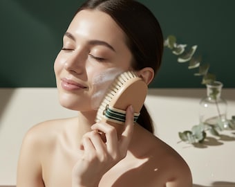 Natural Wooden Body Brush for Dry Brushing - Lymphatic Drainage & Detox Skin Brush