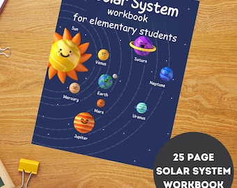 Solar System Workbook, Space Activities, Elementary Grades 1-5 (Printable PDF)