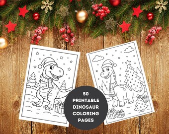 A Christmas Dinosaur Coloring Book: 50 Holiday Coloring Pages