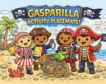 Gasparilla Pirate Activity Placemats for Kids, Tampa Bay Coloring Mats