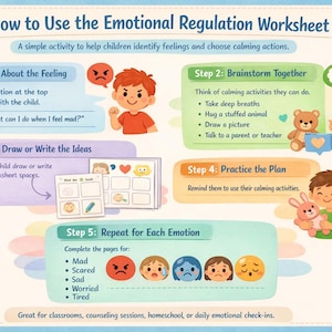 Kids Emotional Regulation Worksheets | Coping Skills SEL Printable (Digital Download) image 4