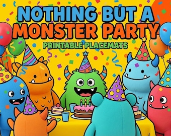 Children Coloring Placemats, Monster Placemat, Birthday Party, Fun Activity Monster Theme, Toddler Creative Activities