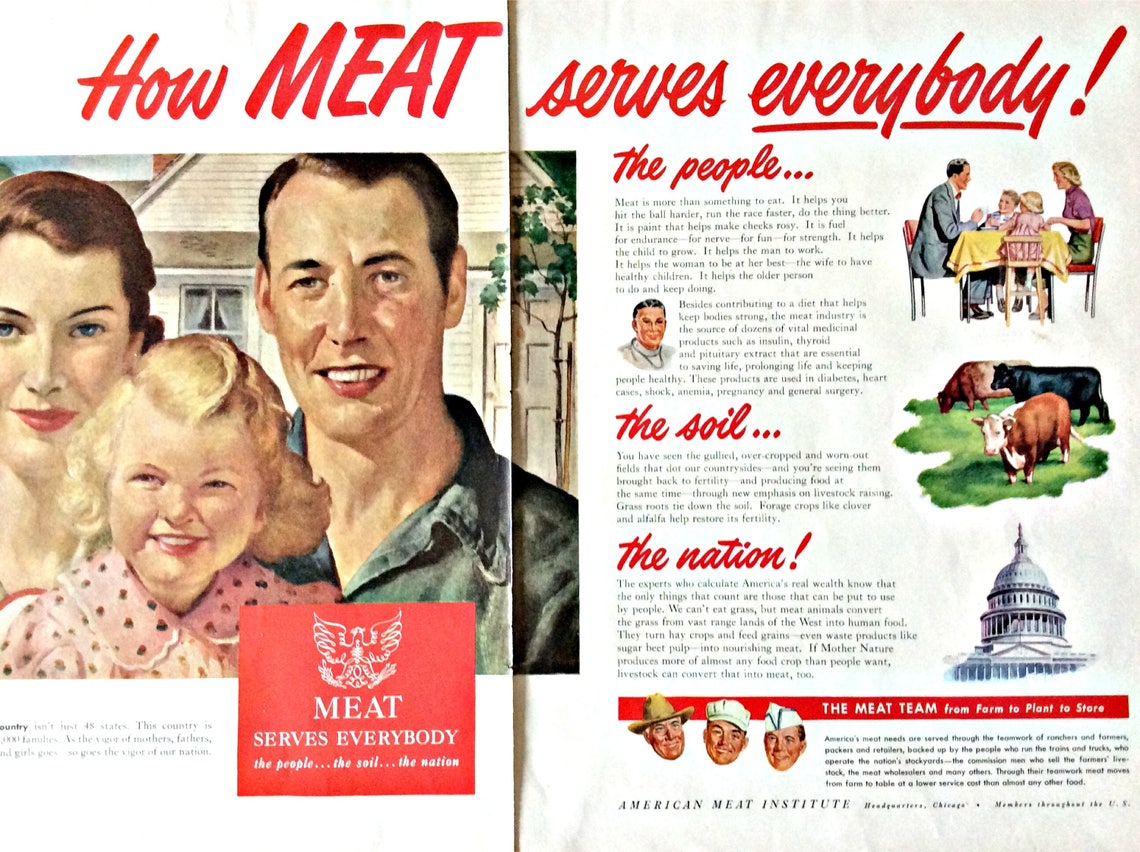 Meat Meat Ad Meat Serves Everybody Butcher Ad Full page Etsy