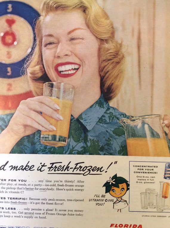 Orange Juice Ad Kitchen Ad Retro Ad Old Paper Oranges Ad Etsy