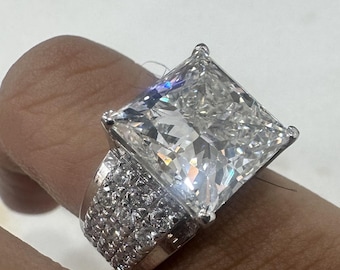 10.00 Cart Princess Cut VVS Diamond Silver Moissanite Ring For Men/Women.Gift For Him/her.Engagement/Anniversary/Proposal Ring For him/Her.