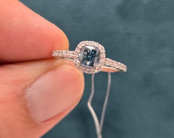 Blue Cushion Cut VVS  Diamond  Ring For Women.