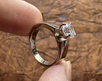 Round Cut Silver VVS White Moissanite Solitaire Diamond Engagement Ring/Proposal/   Wedding Ring. Solid Gold Diamond ring for Her.