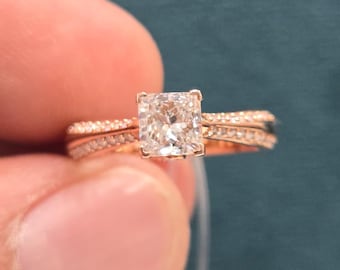 Princess Cut VVS White Moissanite Diamond Silver Ring for Her. Pave Engagement Ring, Promise Ring, Propose Ring, Anniversary Gift for Women