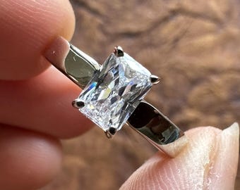 Radiant Cut VVS White Solitaire Moissanite Diamond Engagement Ring/Anniversary Ring/ 4 prong / Proposal Ring/ Wedding Gift For Her.