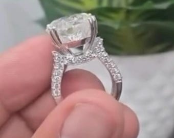 10.00 Cart Round Diamond Moissanite Engagement Ring | White Color VVS1 Solitaire Bridal Ring/Gift For Her.